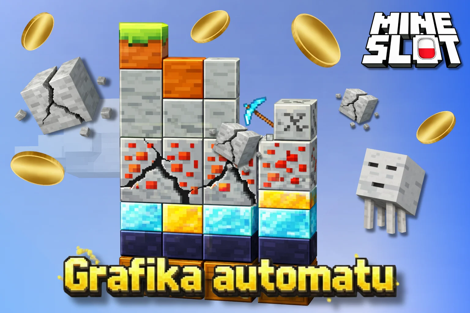 W kasynie Mine Slot wykorzystano jasną, zabawną grafikę.